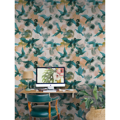 Fotobehang Abstracte aquarelvogels