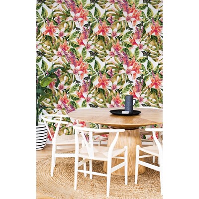 Fotobehang Een dikke struik vol bloemenplezier