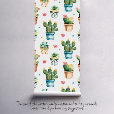 Fotobehang Aquarel Cactussen