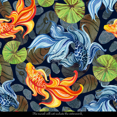 Fotobehang Magische Koi in de vijver