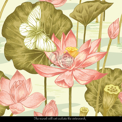 Fotobehang Uitzicht op de waterlelies