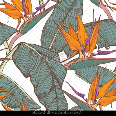 Fotobehang Oranje exotische bloemen