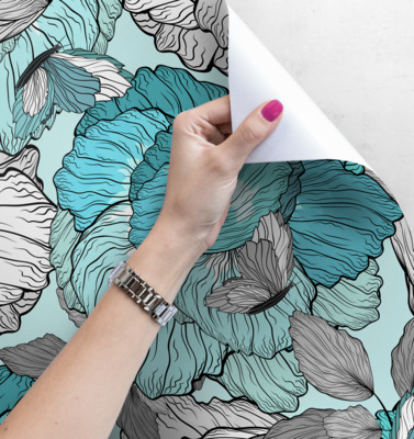 Fotobehang Turquoise bloemperk