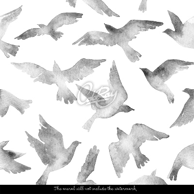 Fotobehang Grijze duiven in vlucht