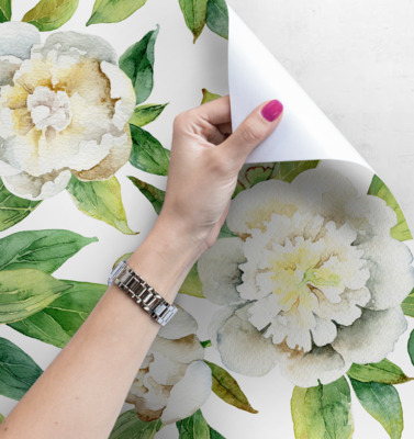 Fotobehang Elegante witte pioenrozen