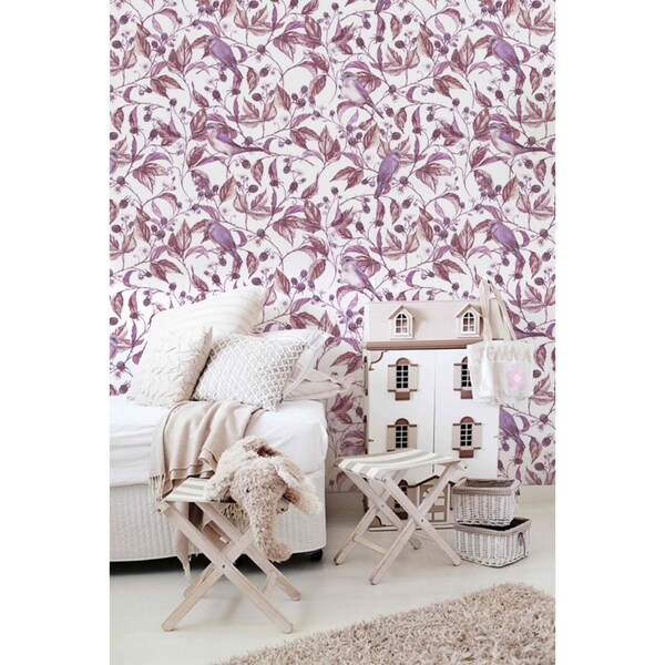 Fotobehang Vogels tussen de bramen