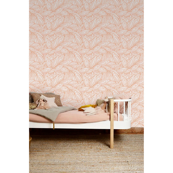 Fotobehang Tussen de perzikbladeren