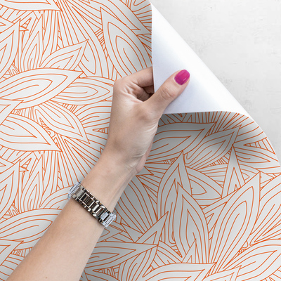 Fotobehang Tussen de perzikbladeren