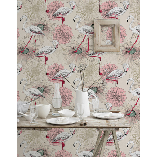 Fotobehang Romantische flamingo's