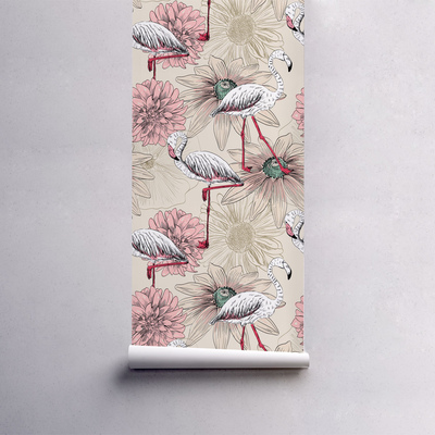 Fotobehang Romantische flamingo's