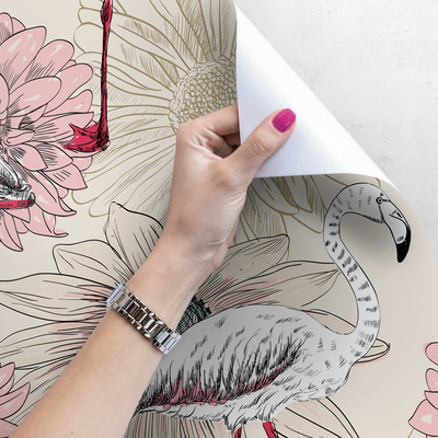 Fotobehang Romantische flamingo's