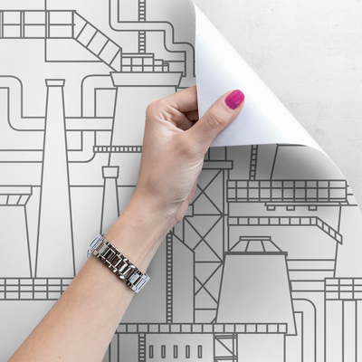 Fotobehang Schets van een industriële stad