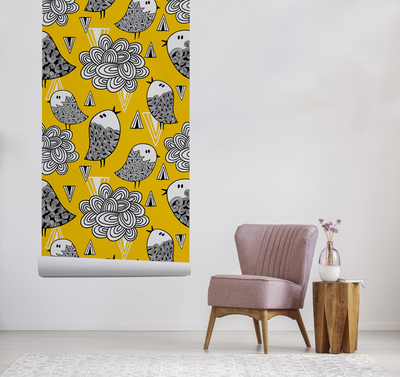 Fotobehang Designer zingende vogels