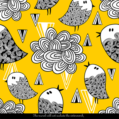 Fotobehang Designer zingende vogels