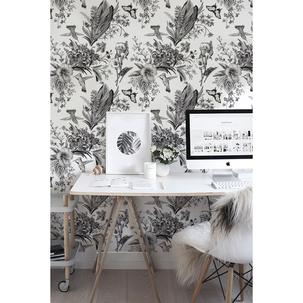 Fotobehang Zwart-witte tuin