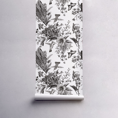 Fotobehang Zwart-witte tuin