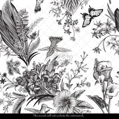 Fotobehang Zwart-witte tuin