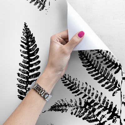 Fotobehang Zwarte varenbladeren