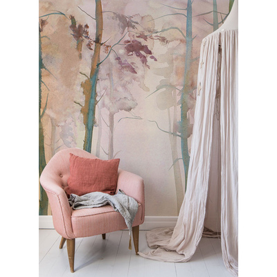 Fotobehang Mistige ochtend in het bos