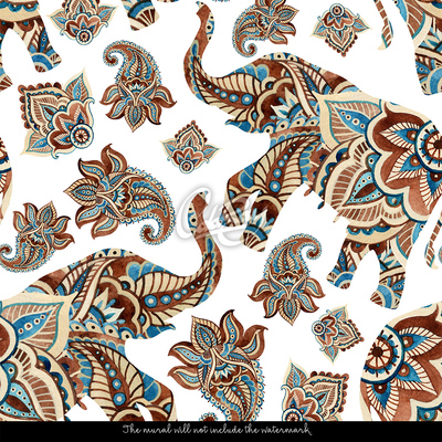 Fotobehang Prachtige olifanten met een patroon