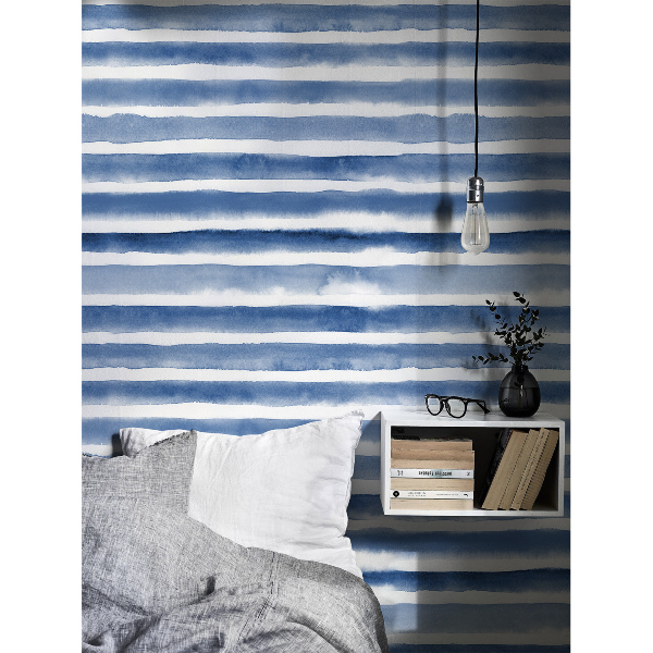 Fotobehang Blauwe aquarelstrepen