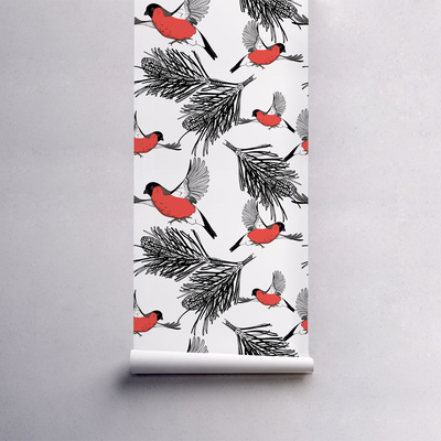 Fotobehang Rode goudvinken in kegels