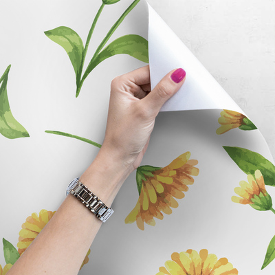 Fotobehang Zonnige bloemrijke ochtend