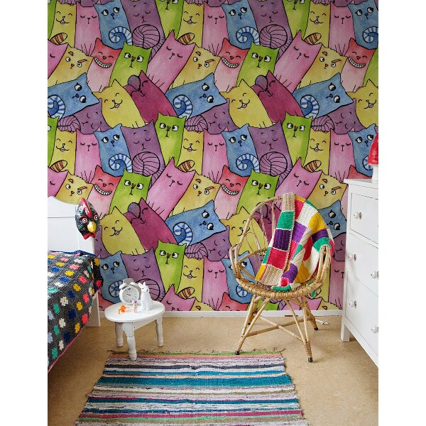 Fotobehang Vrolijke regenboogkatten