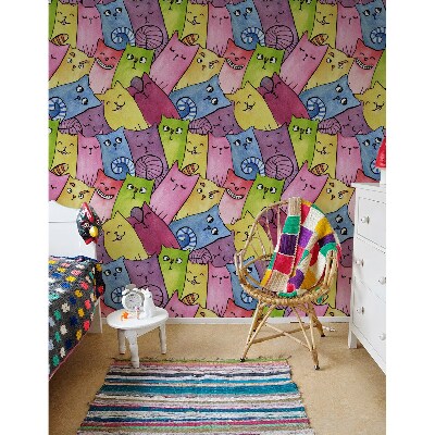 Fotobehang Vrolijke regenboogkatten