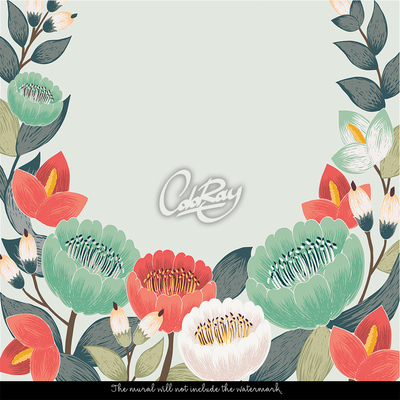 Fotobehang Munt en bloemen