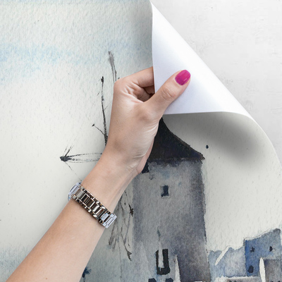 Fotobehang Rotsstad op Santorini