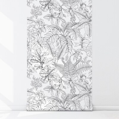 Fotobehang Schets van tropische weelderige vegetatie