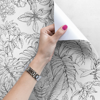 Fotobehang Schets van tropische weelderige vegetatie