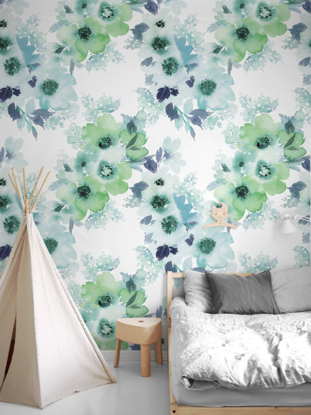 Fotobehang Aquarelbloemen