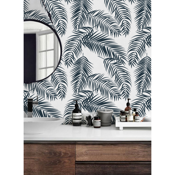 Fotobehang Schaduw van de zwarte palmbladeren