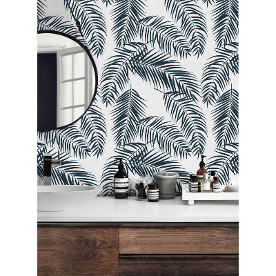 Fotobehang Schaduw van de zwarte palmbladeren