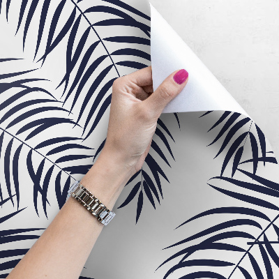 Fotobehang Schaduw van de zwarte palmbladeren