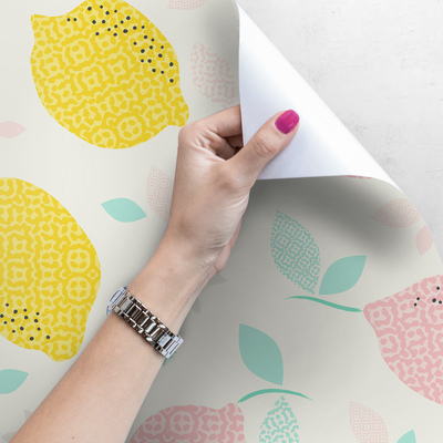 Fotobehang Abstracte citroenen in bloemen