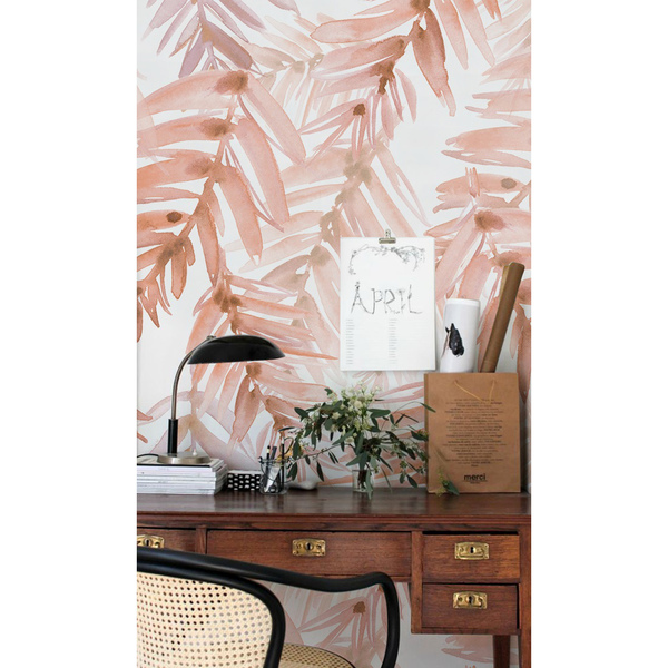 Fotobehang Een springplank tussen pastelkleurige bladeren