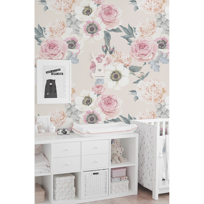 Fotobehang Pastelkleurige bloemendroom