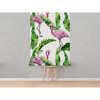 Fotobehang Roze flamingo's verborgen in de bladeren