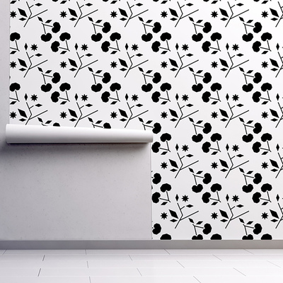 Fotobehang Symmetrische zwarte kersen