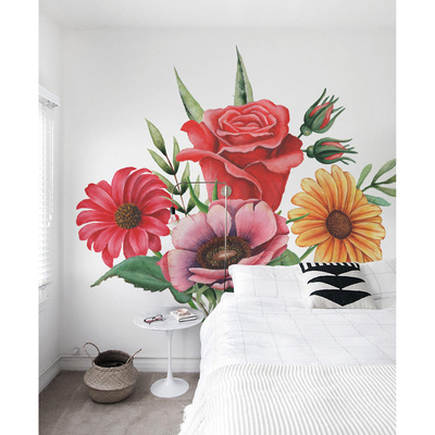 Fotobehang Kleurrijk boeket in de slaapkamer