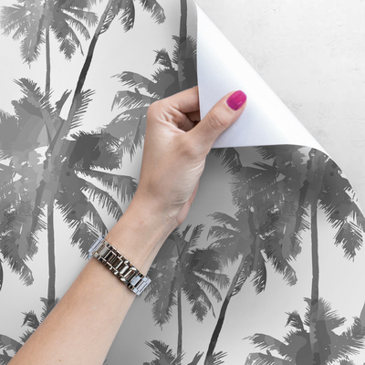 Fotobehang Schaduw van de grijze palmen