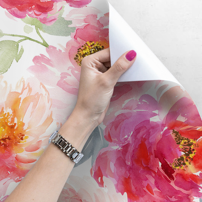 Fotobehang Romantische pioenrozentuin