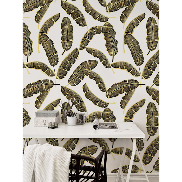 Fotobehang Gouden bananenbladeren