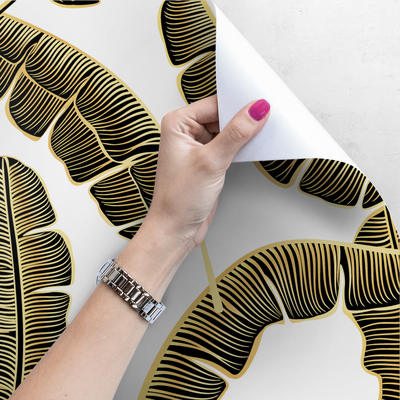 Fotobehang Gouden bananenbladeren