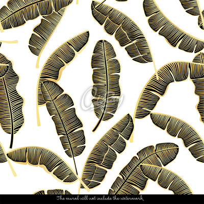 Fotobehang Gouden bananenbladeren