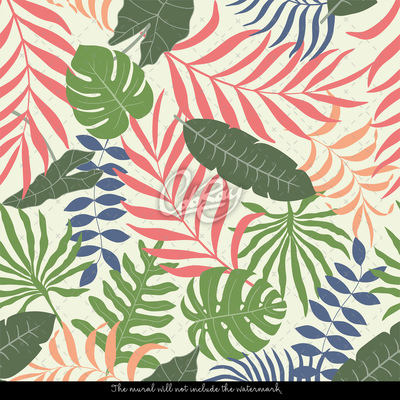 Fotobehang Jungle in pastelkleuren