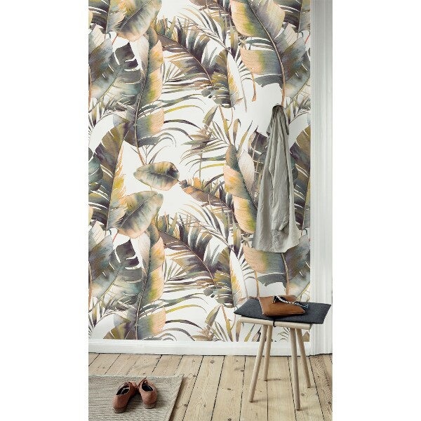 Fotobehang Regenboog bananenbladeren